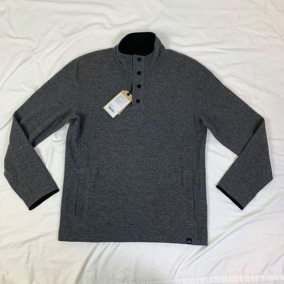 NWT prAna Henley Mens Large Gray Heather Long Sleeve Leonidas Wool - Picture 4 of 13